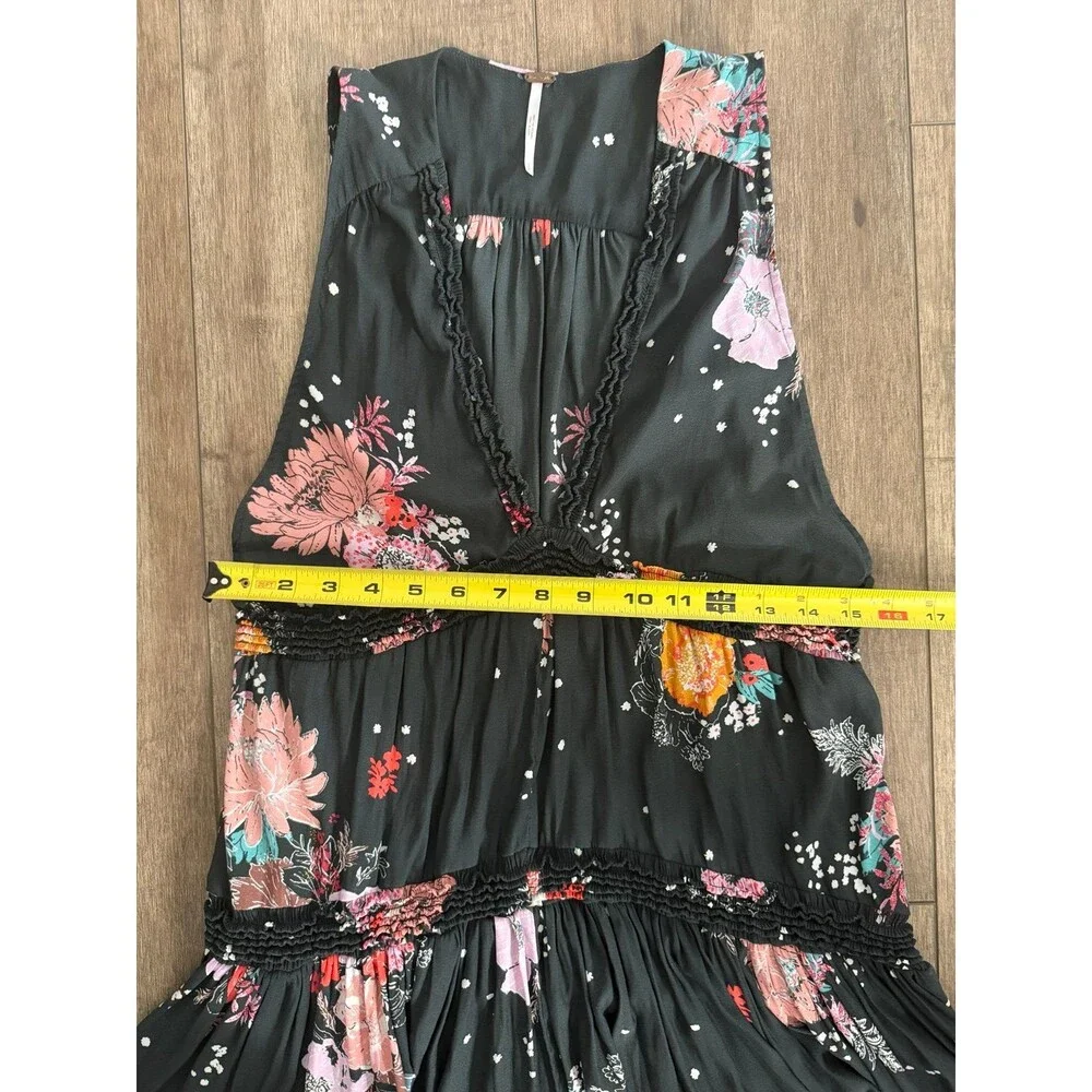 Free People Purple Haze Floral Tiered Tunic Tank Top Small Excellent Condition